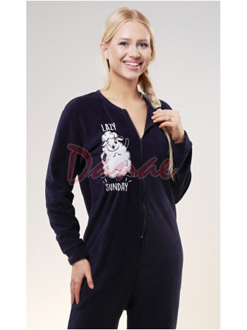 Polarový dámský overal na zip domácí oblečení s ovečkou