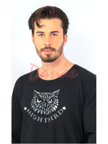Pánské pyžamo dlouhé kárované kalhoty s patentem Nightbird