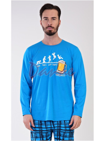 Pánské bavlněné pyžamo dlouhé s pivem - Friday