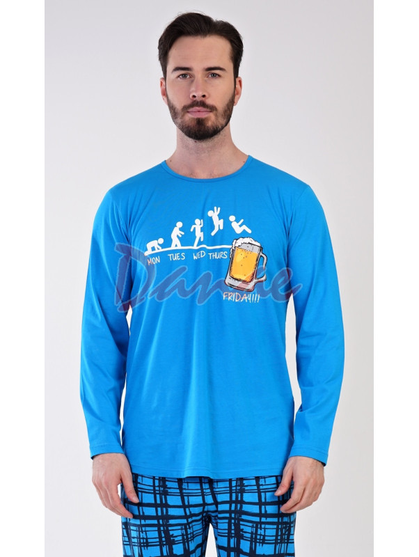 Pánské bavlněné pyžamo dlouhé s pivem - Friday