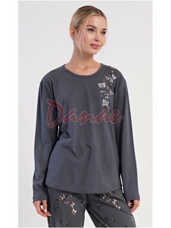 Dámské bavlněné pyžamo dlouhé Motýli - až do 4XL