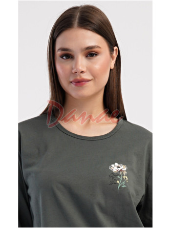 Dámské pyžamo dlouhé Květy zelená - až do 4XL