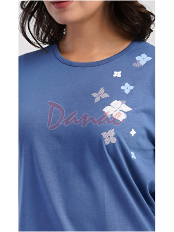 Dámské pyžamo dlouhé Květy modrá - až do 4XL