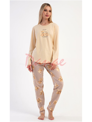 Dámské pyžamo dlouhé Pretty Vibes béžová