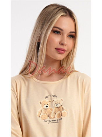 Dámské pyžamo dlouhé Pretty Vibes béžová