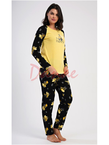 Dámské pyžamo dlouhé Bee Happy s včelkou