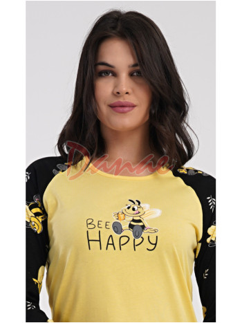 Dámské pyžamo dlouhé Bee Happy s včelkou