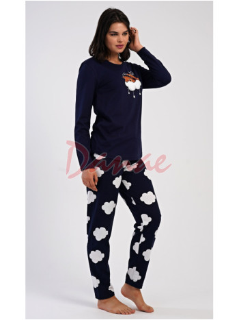 Dámské pyžamo dlouhé s medvídkem na obláčku