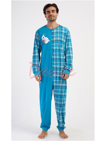 Pánský overal se spícím bílým medvědem tyrkysová