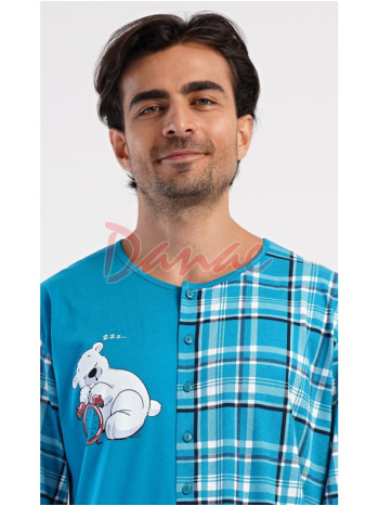 Pánský overal se spícím bílým medvědem tyrkysová