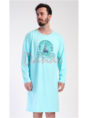 Pánská noční košile dlouhý rukáv - Mys dobré náděje mentol