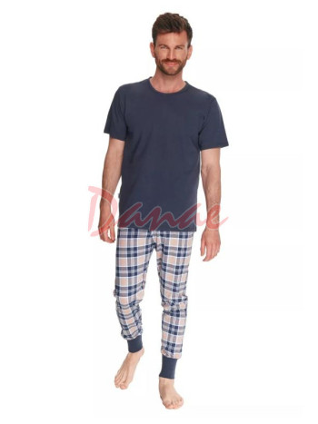 Pánské pyžamo Fedor kárované kalhoty s patentem