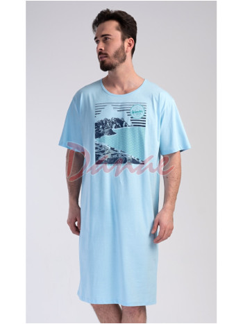 Pánská noční košile krátký rukáv Wander modrá