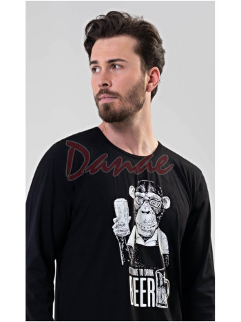 Pánské pyžamo s opicí dlouhé Time to drink