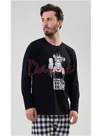 Pánské pyžamo s opicí dlouhé Time to drink