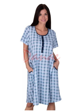 Károvaná dámská noční košile Regina modrá