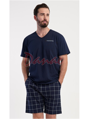 Pánské pyžamo krátké Freedom káro šortky modrá