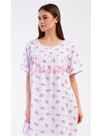Dámská noční košile s květy krátký rukáv Vanda růžová