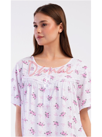 Dámská noční košile s květy krátký rukáv Vanda růžová