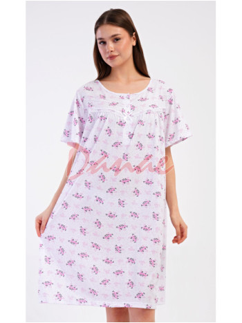 Dámská noční košile s květy krátký rukáv Vanda růžová