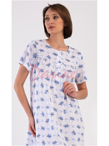 Dámská noční košile s květy krátký rukáv Vanda modrá
