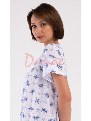 Dámská noční košile s květy krátký rukáv Vanda modrá