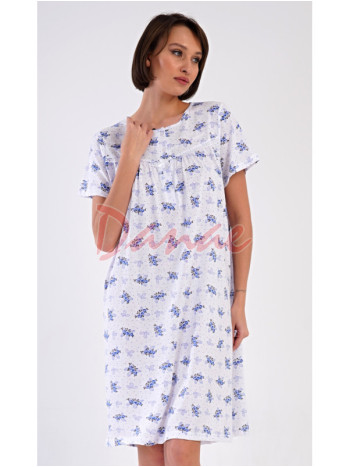 Dámská noční košile s květy krátký rukáv Vanda modrá