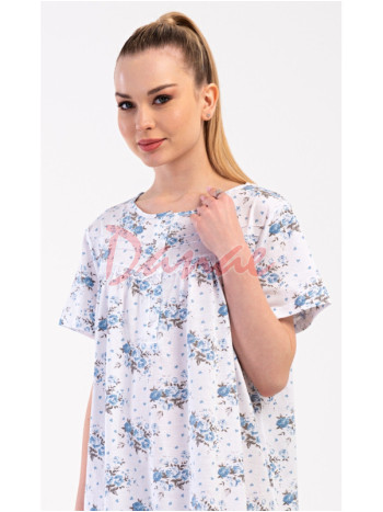 Dámská noční košile s květy krátký rukáv Amanda modrá