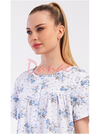 Dámská noční košile s květy krátký rukáv Amanda modrá