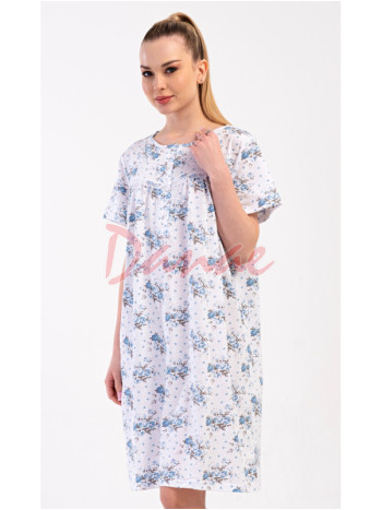 Dámská noční košile s květy krátký rukáv Amanda modrá