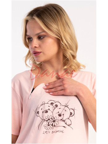 Mateřská noční košile rozepínání na zip Medvědi