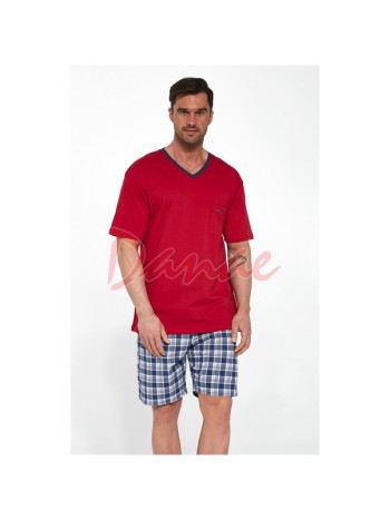 Pánské pyžamo krátké kárované šortky Cornette Tom