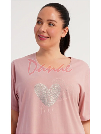 Dámská noční košile krátký rukáv Vienetta Love růžová